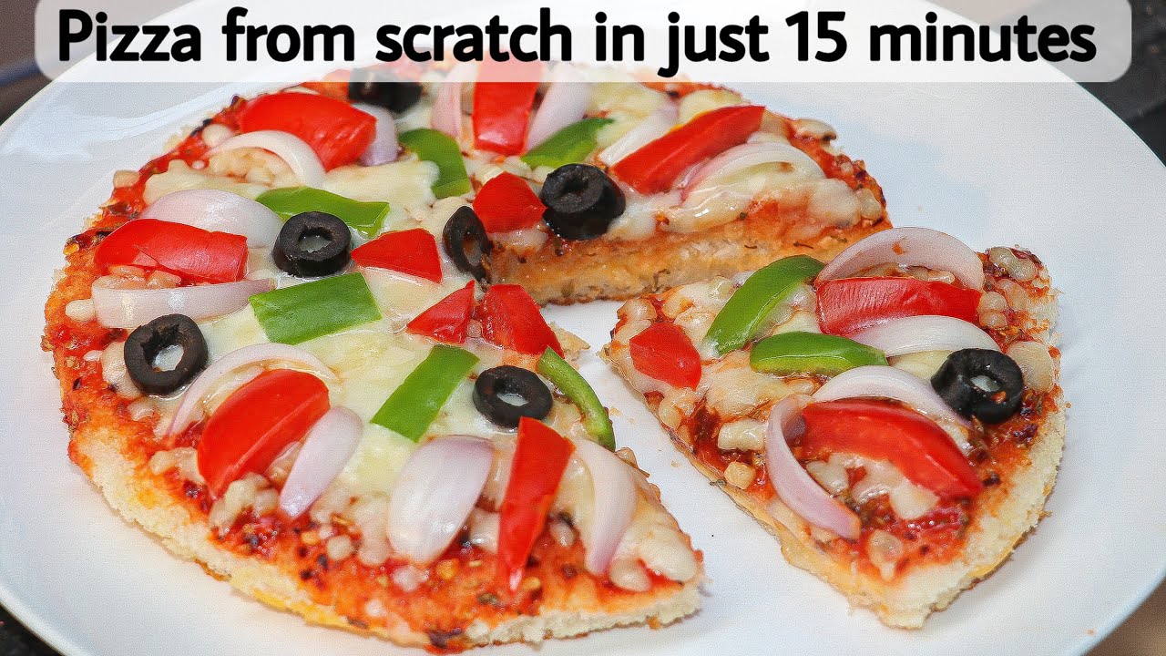 सिर्फ 15 मिनट में बनाये Pizza Base, Pizza Sauce और PIZZA को बेक करे तवे में Instant Pizza in 15 mins