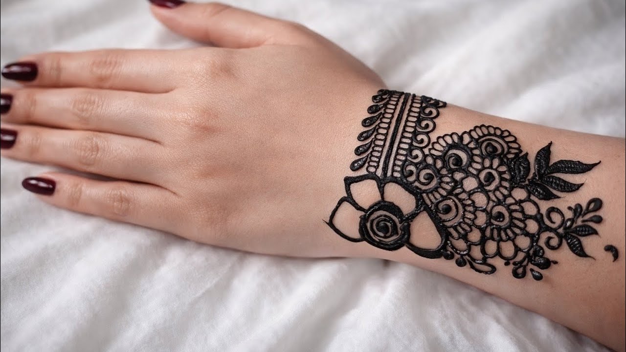 Very beautiful stylish pretty back hand mehndi design|easy simple mehndi designs