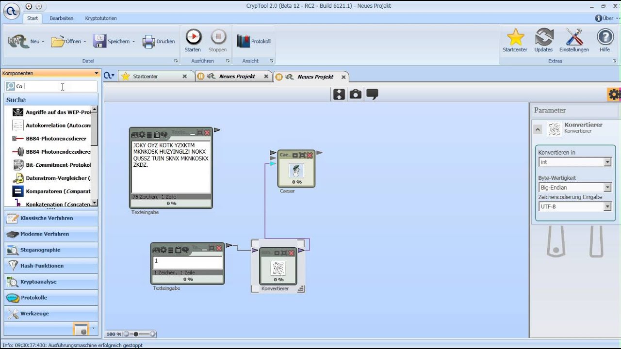 Cryptool 2: Brute Force Angriff auf Caesar