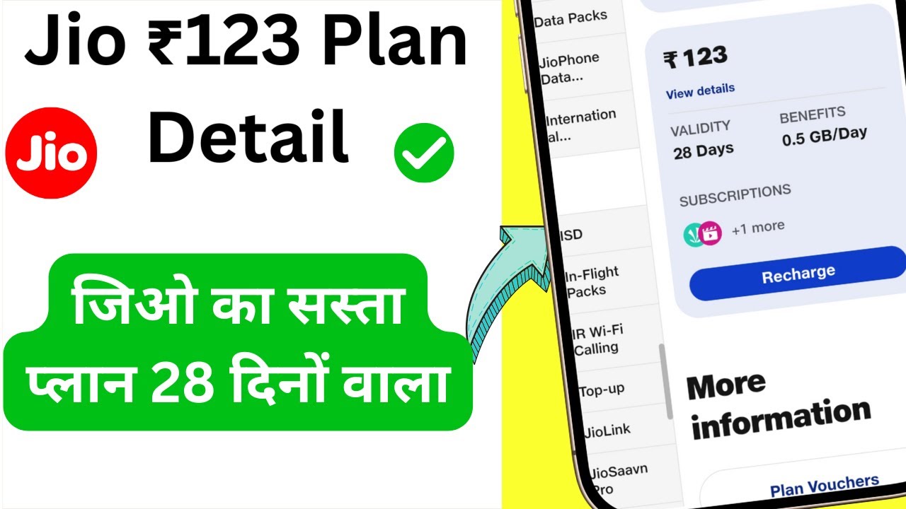Jio 123 plan details 2025 | jio bharat recharge plan | jio 28 days validity plan | new recharge