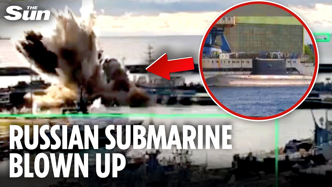 Dramatic moment Russian sub is BLOWN UP and sunk by Ukraine's underwater Sea Baby drone