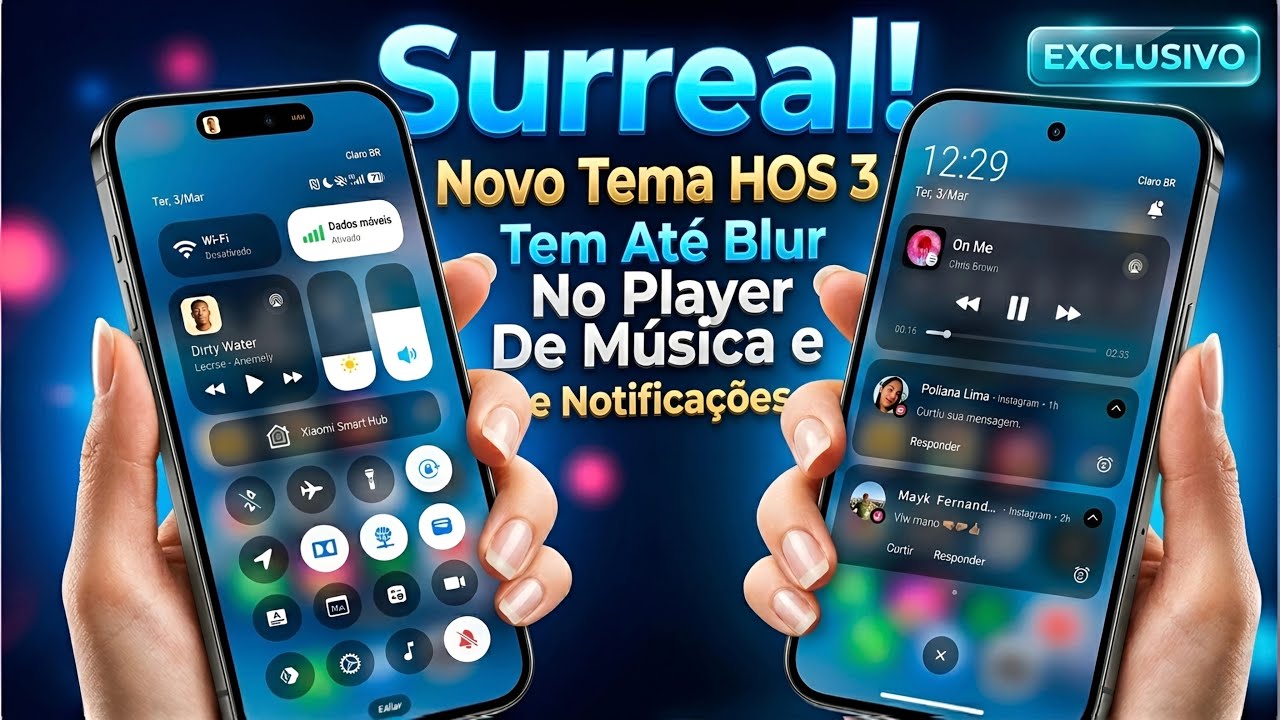 Surreal! Esse Tema Tem Até Blur no Player De Música, Nas Notificações e Uma Central Top