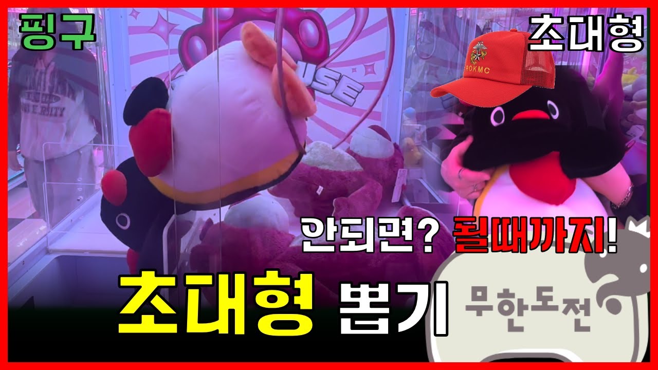 초대형 인형뽑기!!   믿고보는 리액션!    안되면 될때까지 한다!    간만 보고 빠지는 영상이 아니랍니다?       #인형뽑기 #clawmachine #핑구 #초대형뽑기