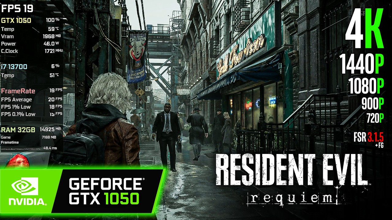 GTX 1050 | Resident Evil Requiem - 4K, 1440p, 1080p, 900p, 720p, FSR 3.1 + FG...