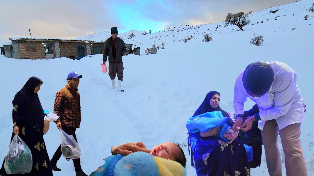 When the snow turned everything white ❄️ Abu's mother baked bread 🍞 and the unknown yellowness 👶
