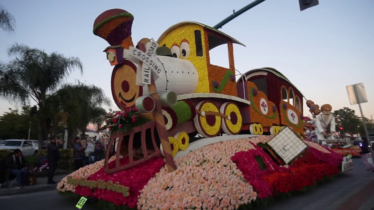 2020 Rose Parade Preview - Phoenix floats leaving Irwindale on New Years Eve heading to Pasadena