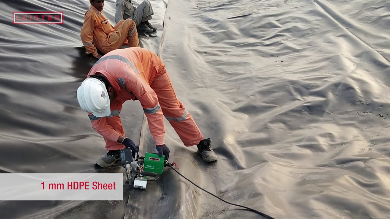 HDPE pond lining welding with Leister Twinny T