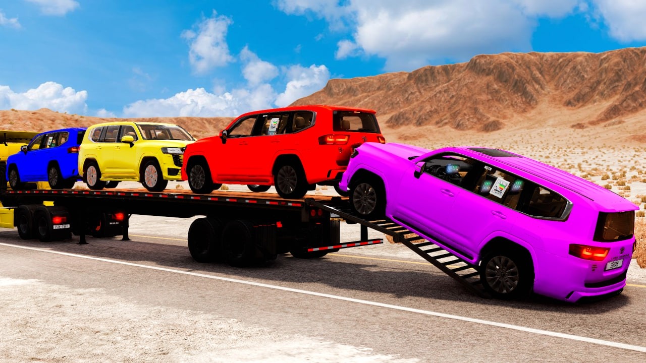 Flatbed Truck Mcqueen | Transportation with Truck - Pothole vs Car #3 - BeamNG.Drive