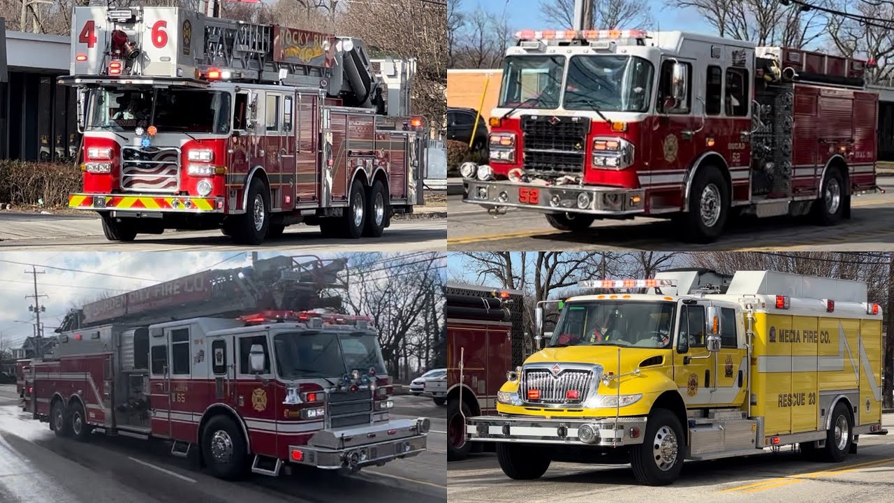 Brookhaven Working Commercial Structure Fire Response - Fire Trucks Responding