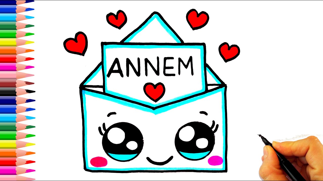 Sevimli Anneler Günü Resmi Nasıl Çizilir? - How To Draw a Happy Mothers Day Cute