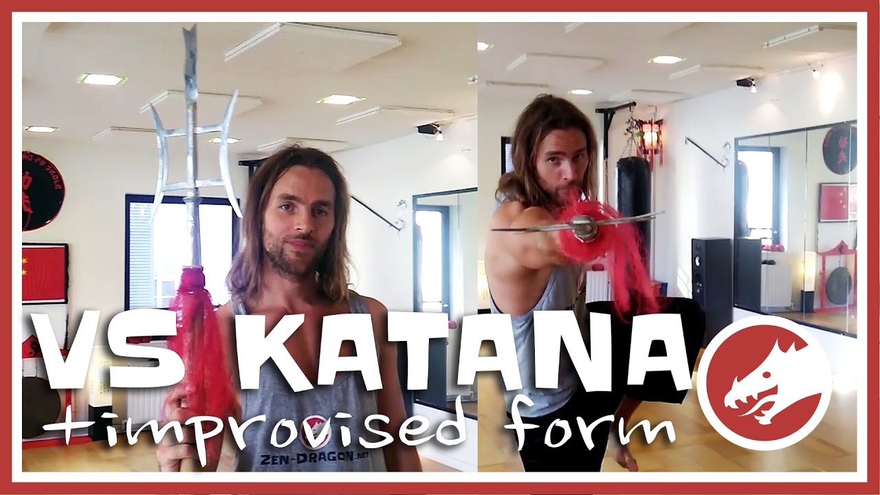 KATANA vs FANG TIAN JI (2 Crescent Halberd) Polearm Application + Improvisation