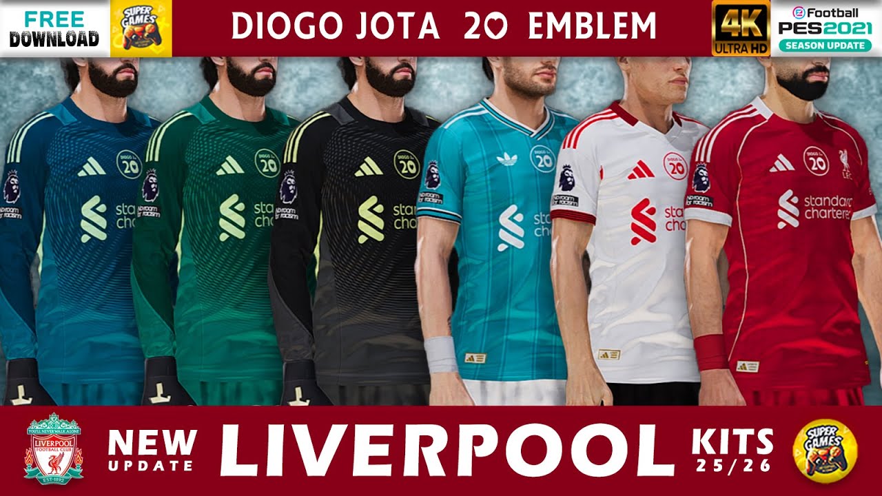 4K | Exclusive 🔥 LIVERPOOL Official Kits 25/26 | Diogo Jota 20 Emblem Edition | PES 2021 | FL25