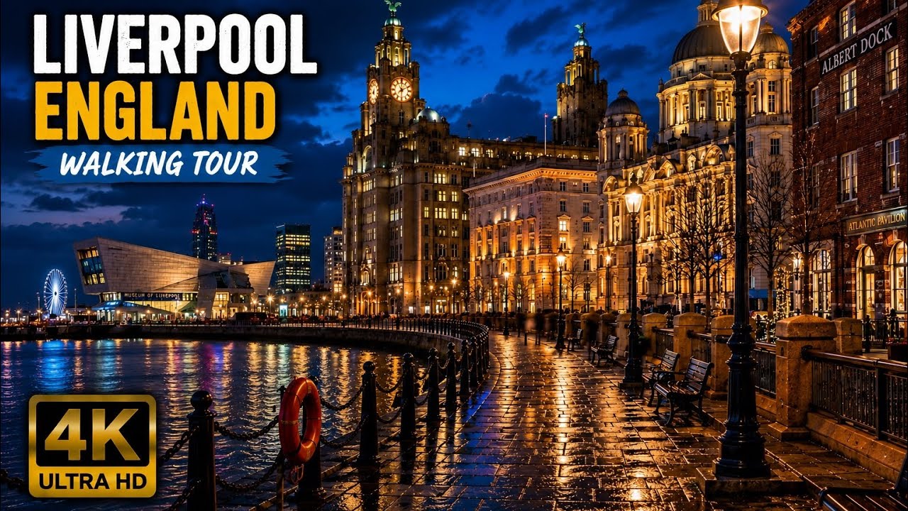 Liverpool Night Walk | Royal Albert Dock & City Centre | England 4K