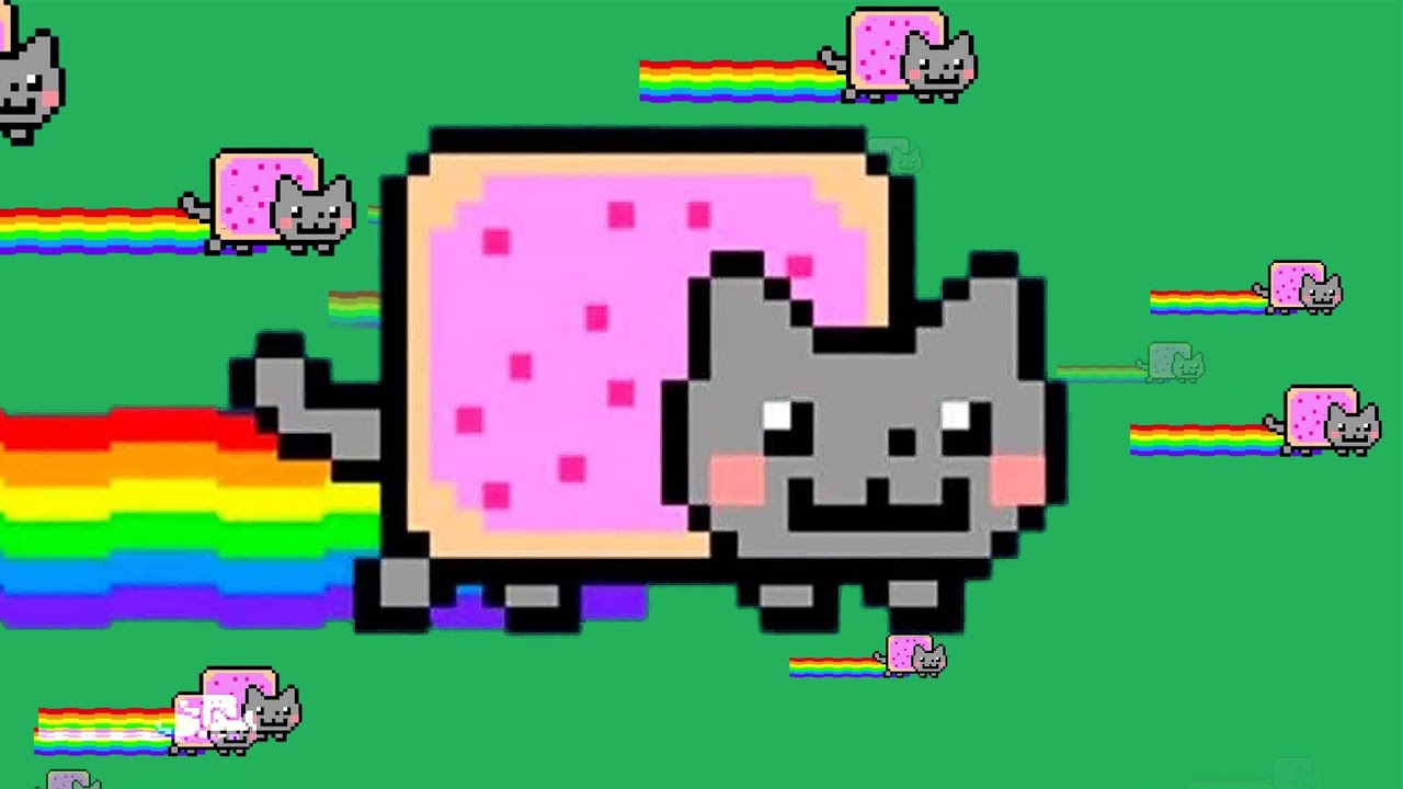 Meme Nft nyan cat green screen 4k