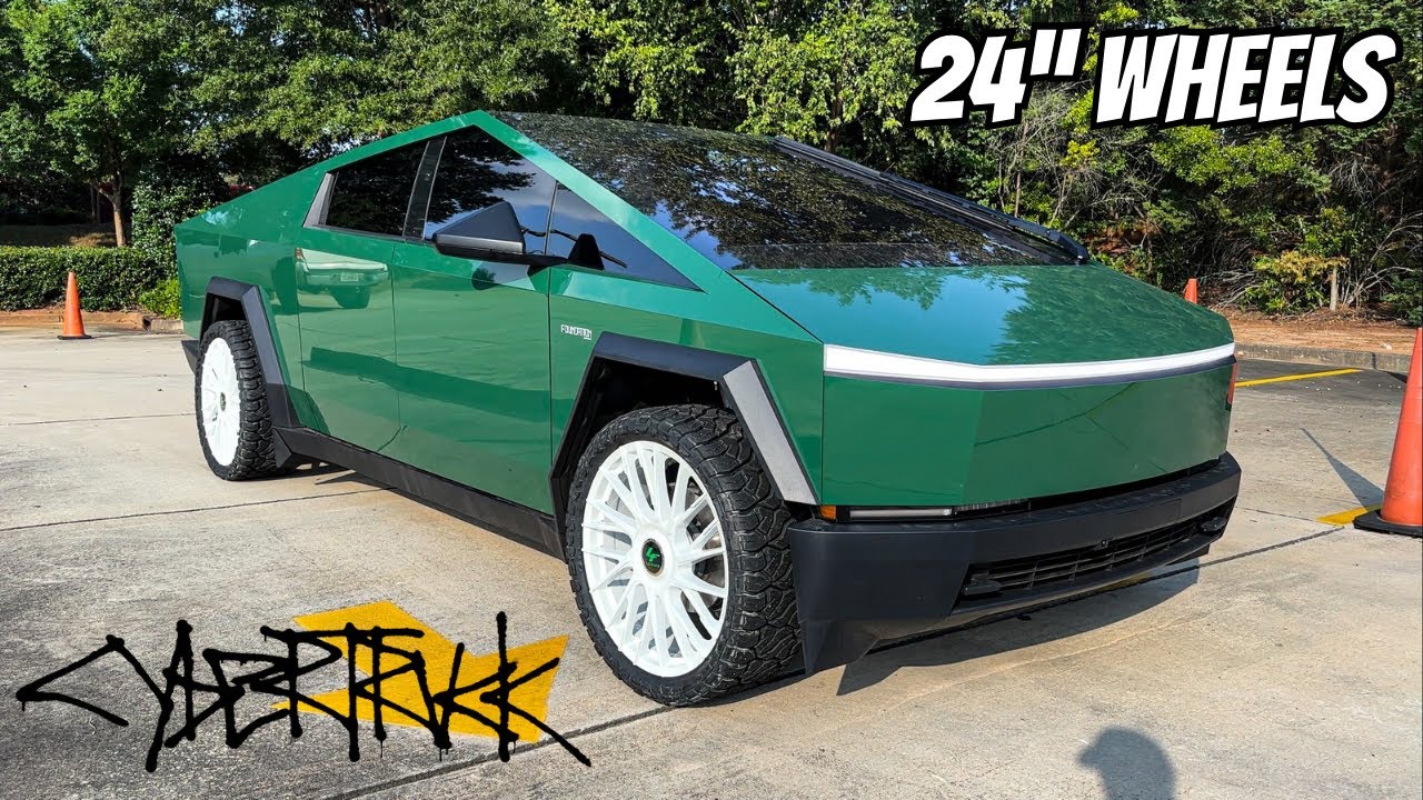 Tesla Cybertruck Mods: 24 inch Wheels & Offroad Tires Installation!