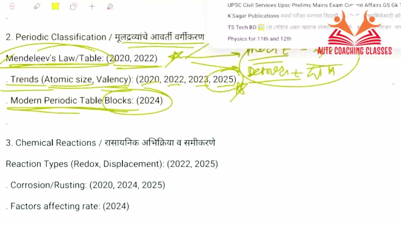 10 वी विज्ञान भाग 1 प्रकरण 2 व 3 मागील वर्षीचे प्रश्न