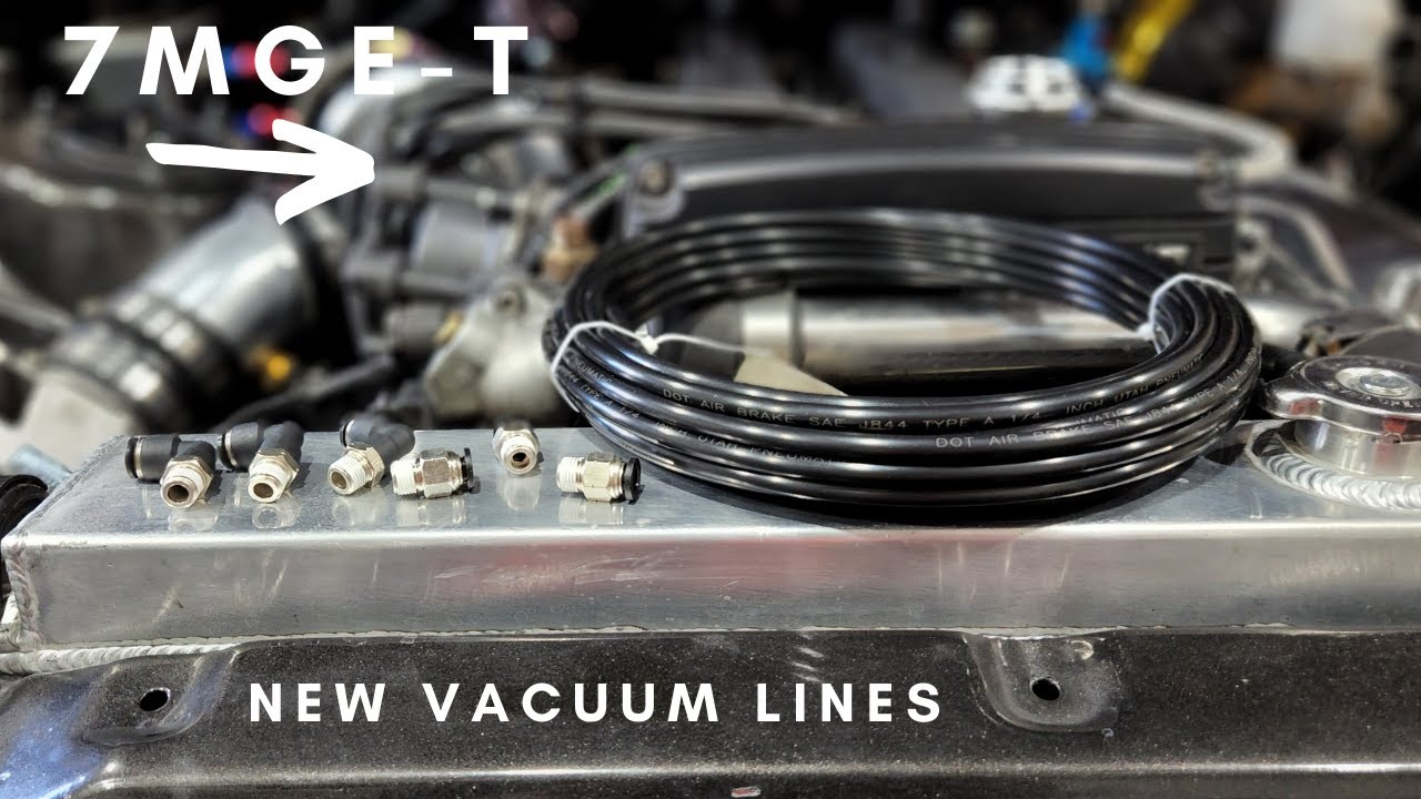 Mk3 Toyota Supra push lock vacuum lines and fittings install.