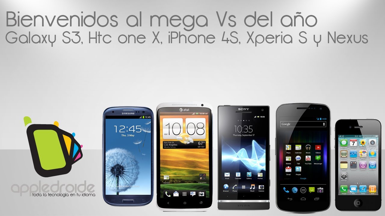 Mega vs de Galaxy S3, HTC one X, Iphone 4S, Sony Xperia S y Galaxy Nexus
