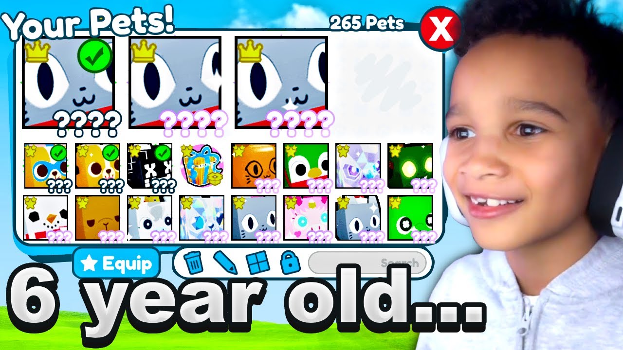 Upgrading My Little Brother's Pet Simulator 99 Account For 24 Hours!