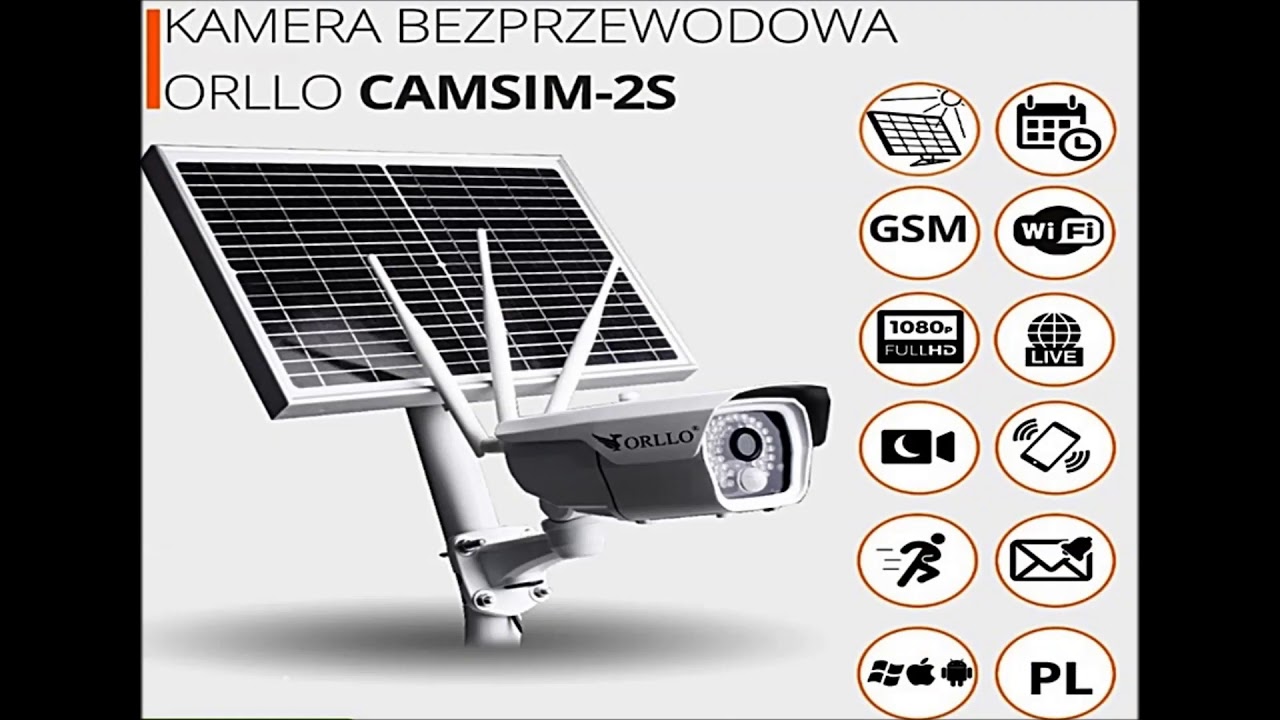 ORLLO CamSim 2S Kamera na baterię i baterię Solarną zewnętrzna Gsm Wifi  FHD 2Mpix Monitoring