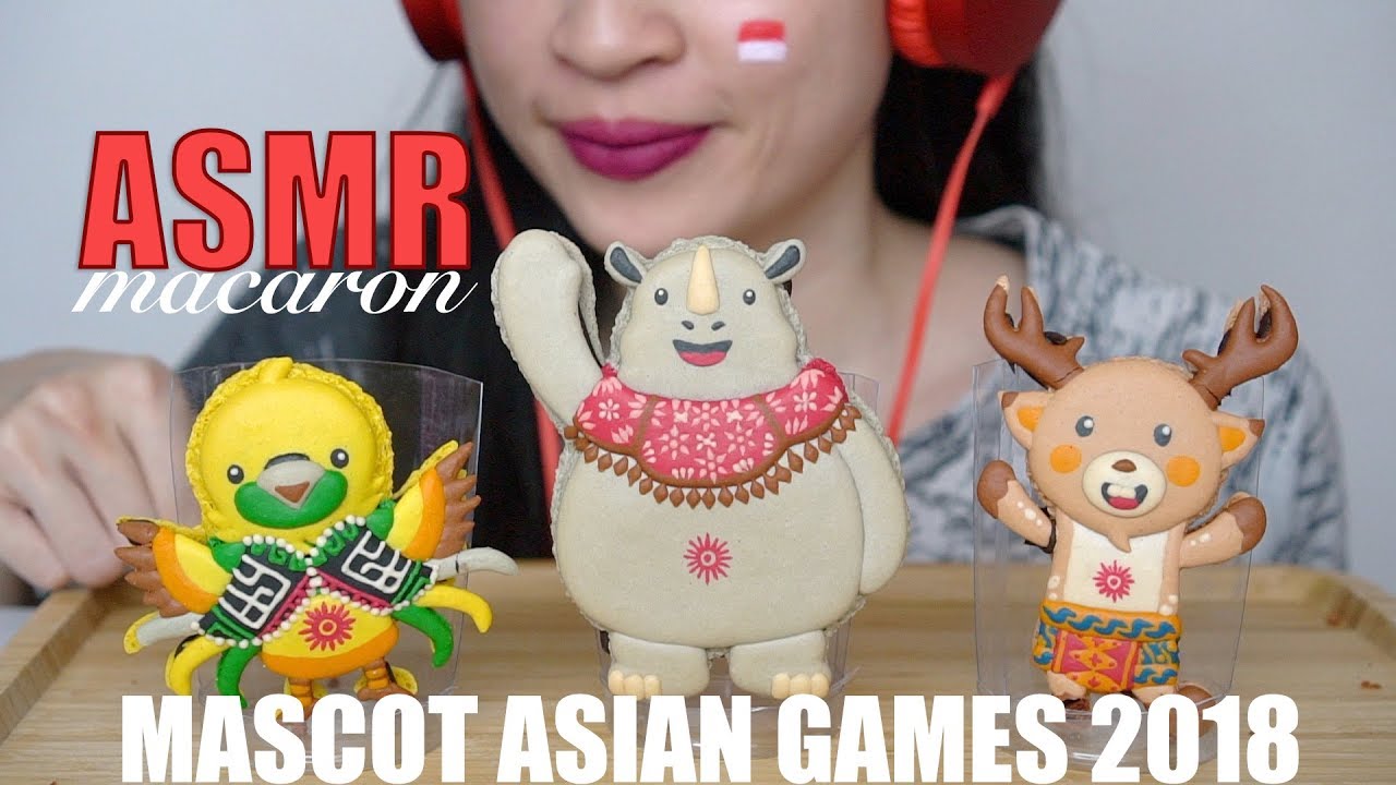 ASMR MACARON ASIAN GAMES 2018 MASCOT | SUPPORT INDONESIA 🇮🇩 | EATING SOUNDS