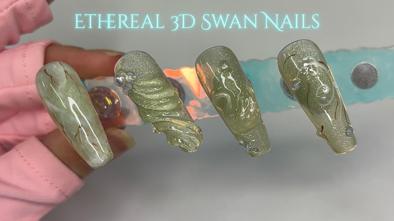 Ethereal 3D Swan Nail Art Tutorial