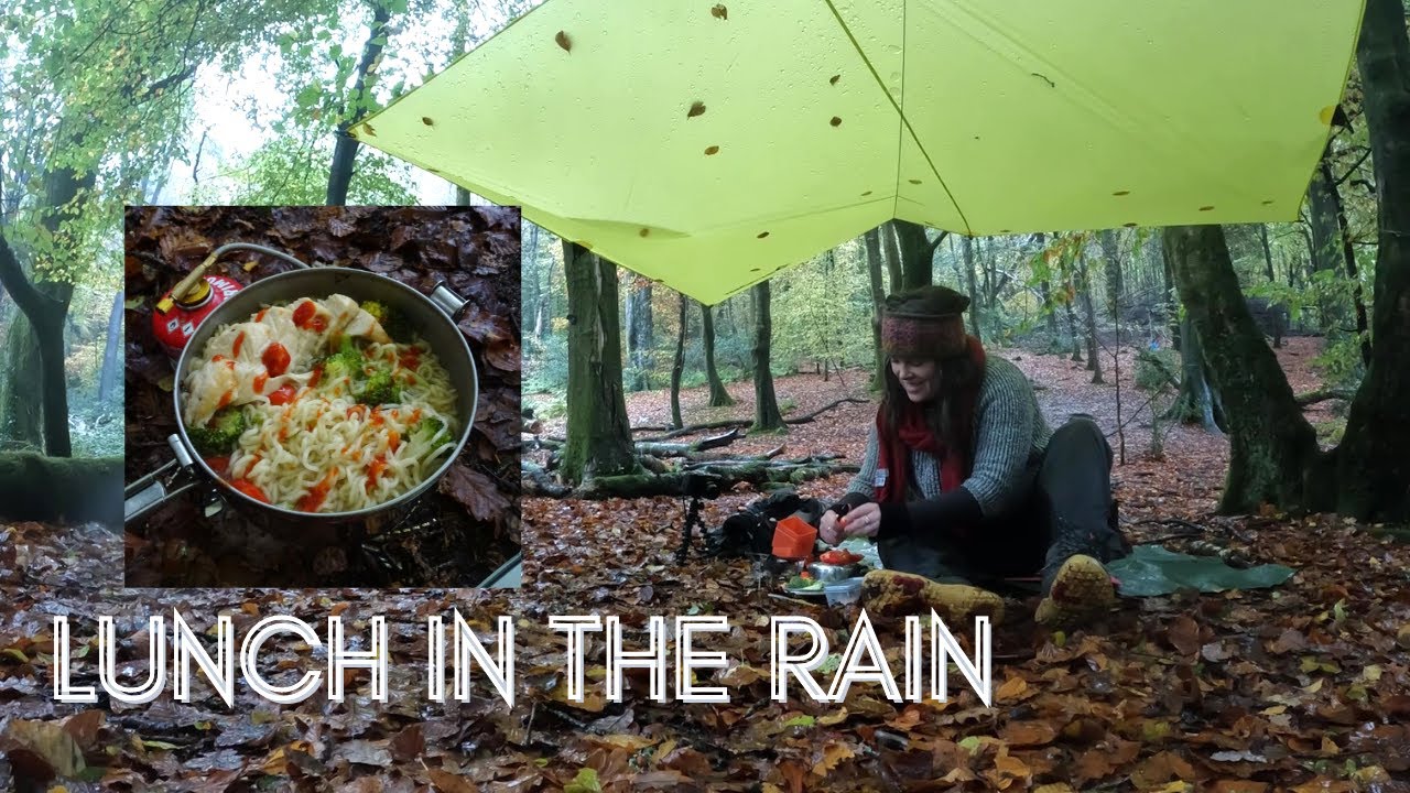 First ever TARP Setup in the Woods | Comfort Food on a Rainy Day (ASMR) | Autumn Hike
