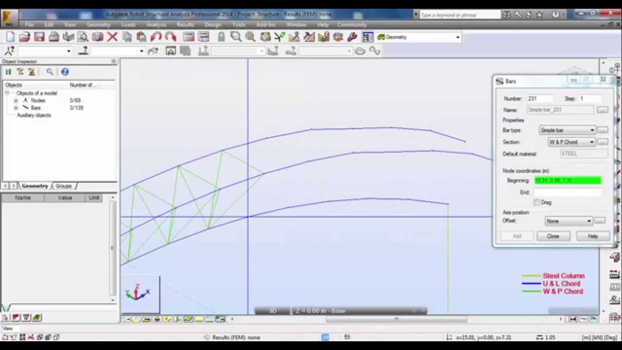 Robot Structural Analysis-10-Modeling, Analysis and Design of Space Truss(Triangular Arch Truss) 01