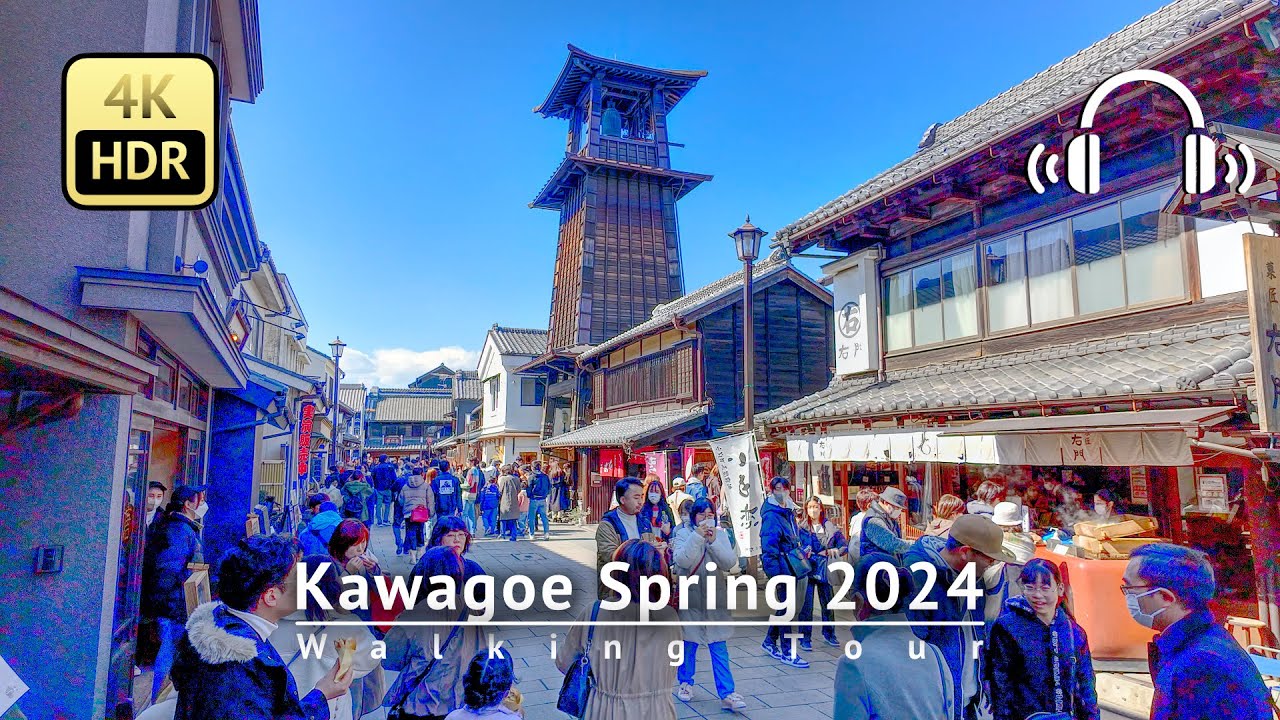 Japan - Going back in time in Kawagoe - Spring 2024 Walking Tour [4K/HDR/Binaural]