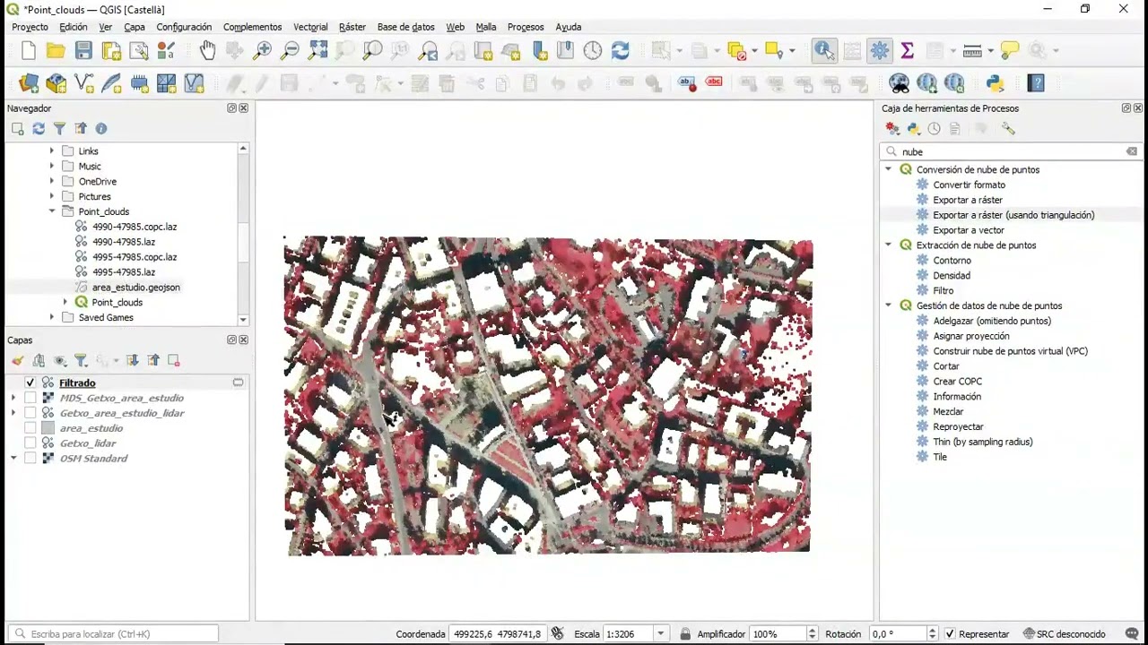 Trabajar con nubes de puntos Lidar en QGIS