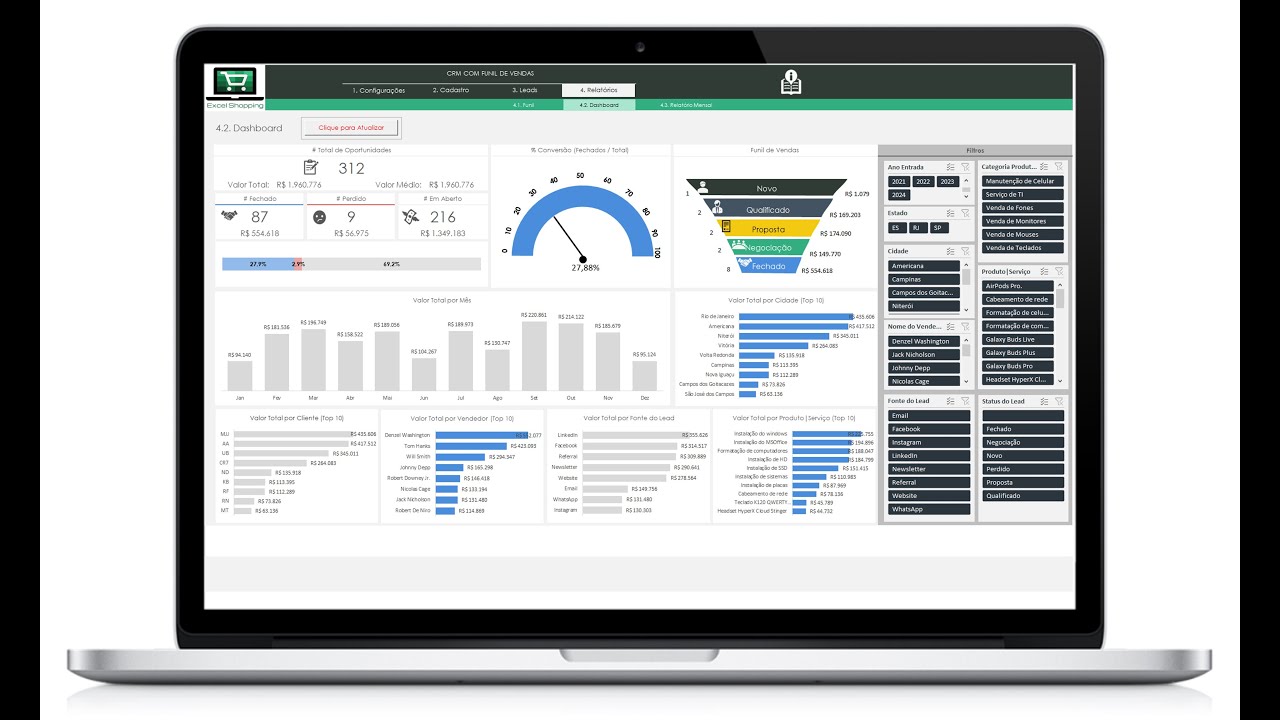 27 - Planilha - CRM com Funil de Vendas no Excel
