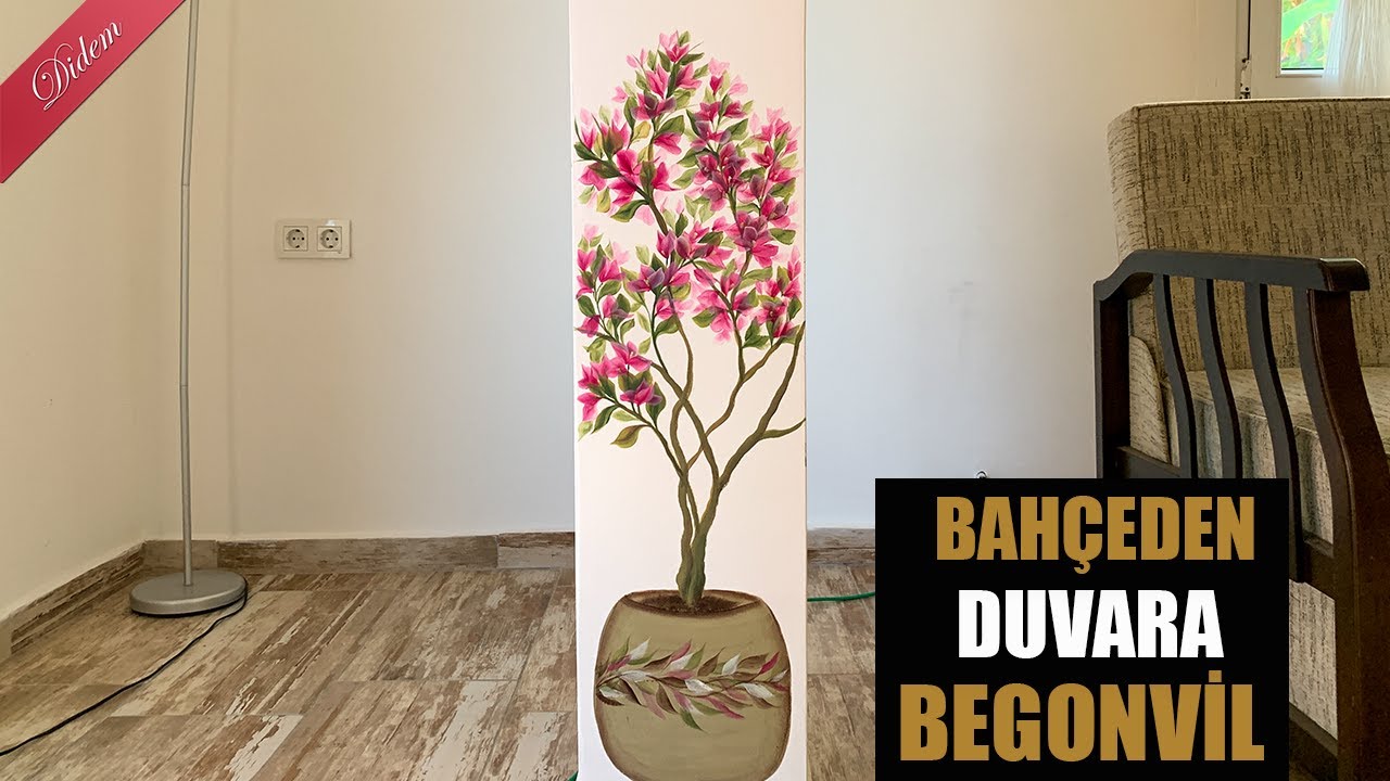 Duvar Boyama: One Stroke ile Begonvil Ağacı (Bougainvillea Painting)