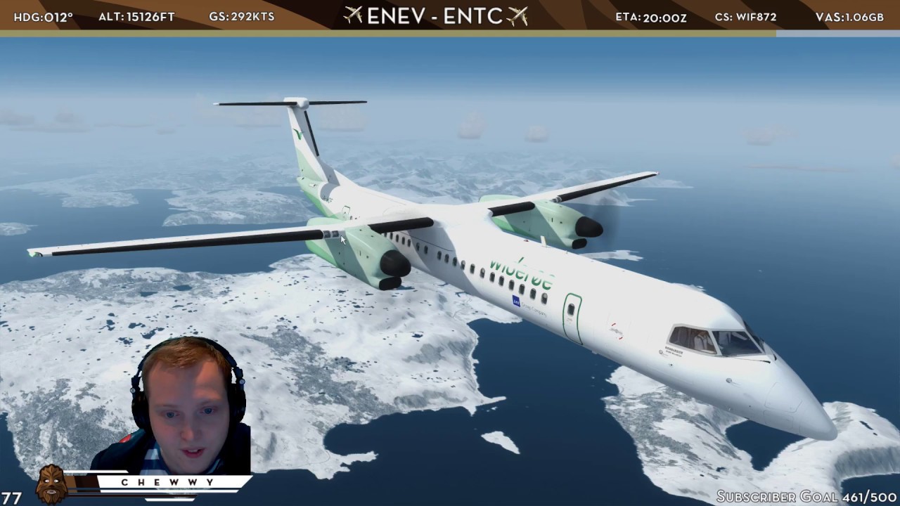 [P3D] Steep Glideslope Landing into RWY 19 at Tromsø |  Widerøe Dash-8 Q400