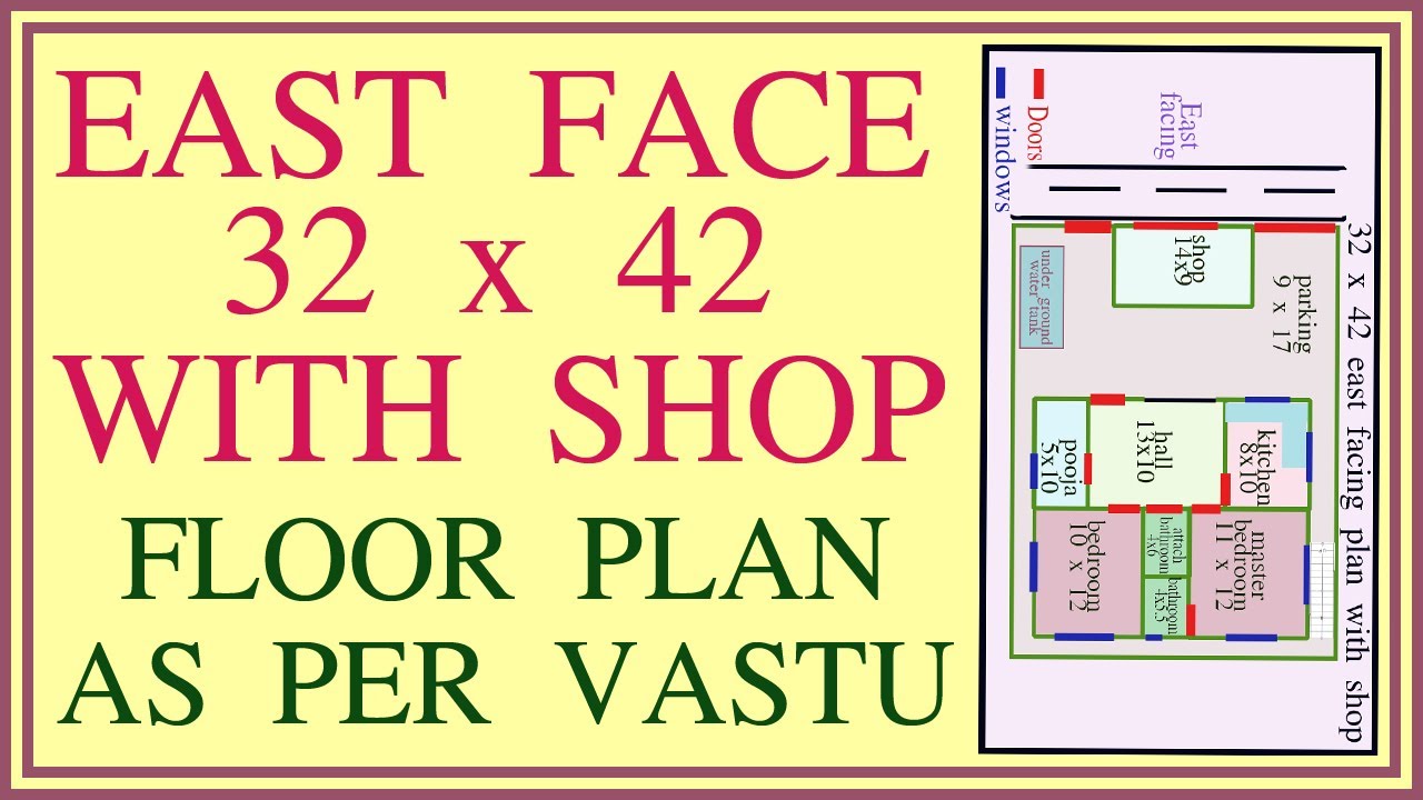 32 x 42 east facing floor plan with shop as per #vastu