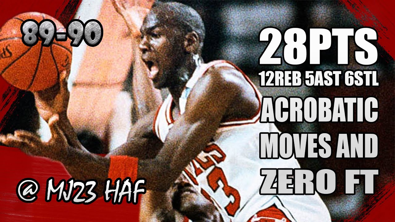 Michael Jordan Highlights vs Suns (1990.03.26) - 28pts with Acrobatic Moves and NO FTs!