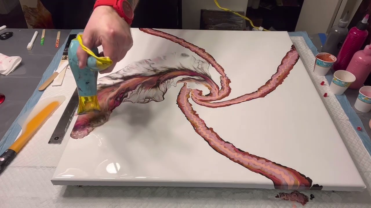 Pink and Brown Spiral Dutch Pour