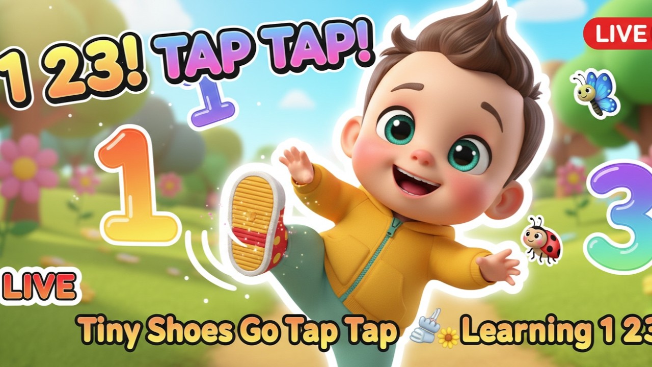 LIVE 🔴 Tiny Shoes Go Tap Tap 👟🌼 Learning 1 2 3 | Garden Playtime Baby Song | Little-Fun-Land