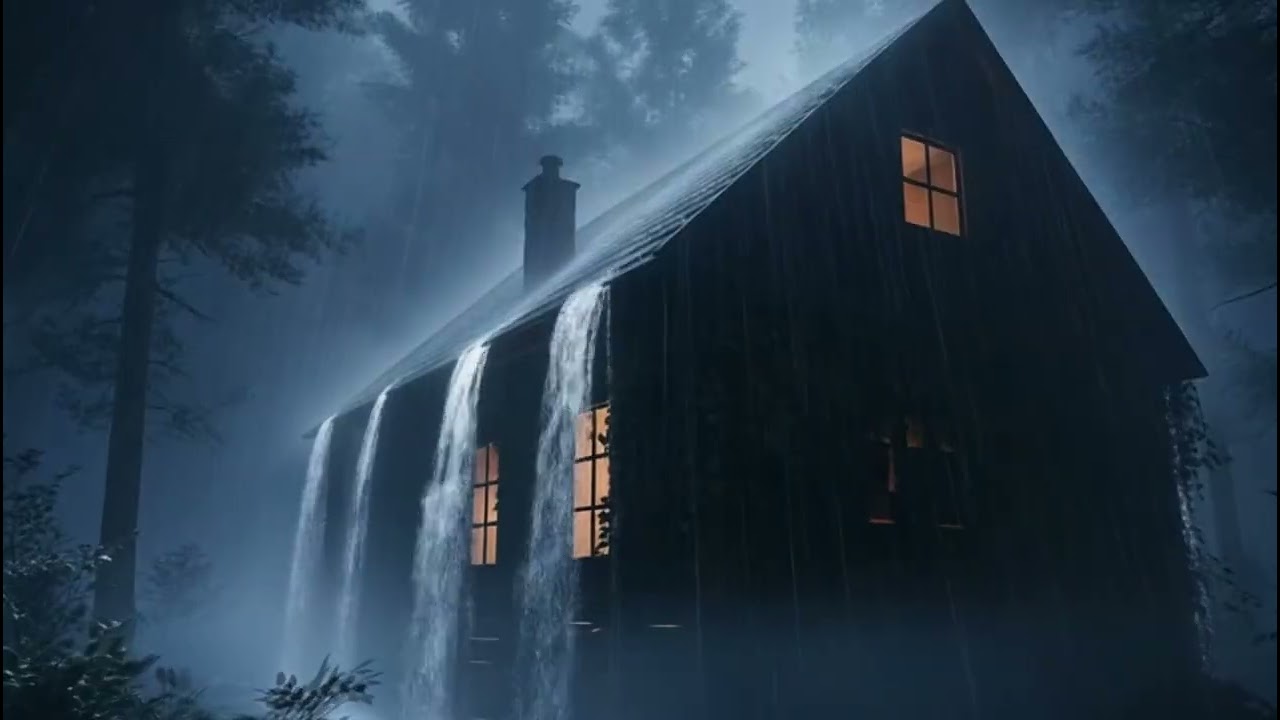 Calm Night Rain with Warm Glow Inside a Forest Cabin 🌧️✨ | Peaceful Cozy Ambience for Sleep