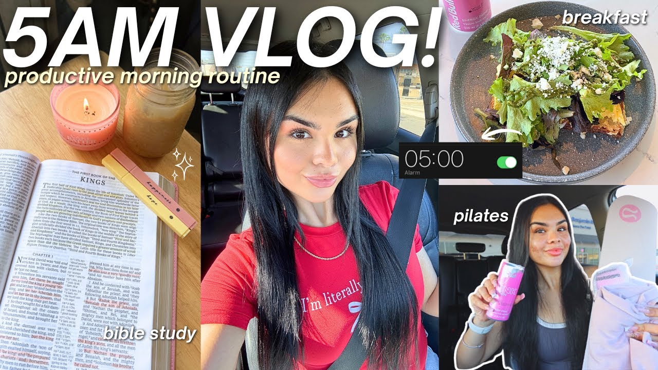 5AM PRODUCTIVE VLOG 🌤️🎧 Morning Routine, Cooking, Skincare, Journaling & Pilates!