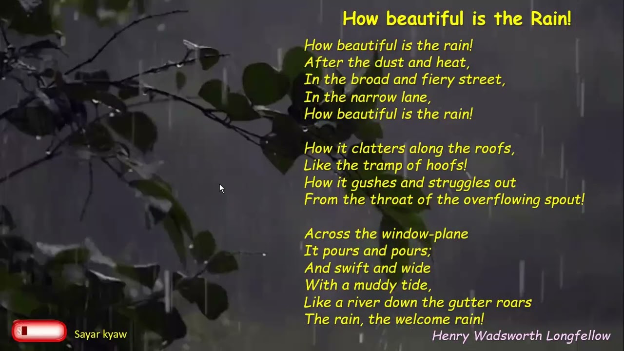 Grade 8 English How Beautiful is the Rain! (Poem 2)