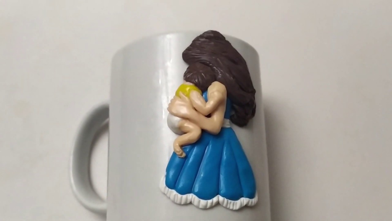 مج عيد الام ...بالصلصال الحراري   polymer clay mug for mother's day