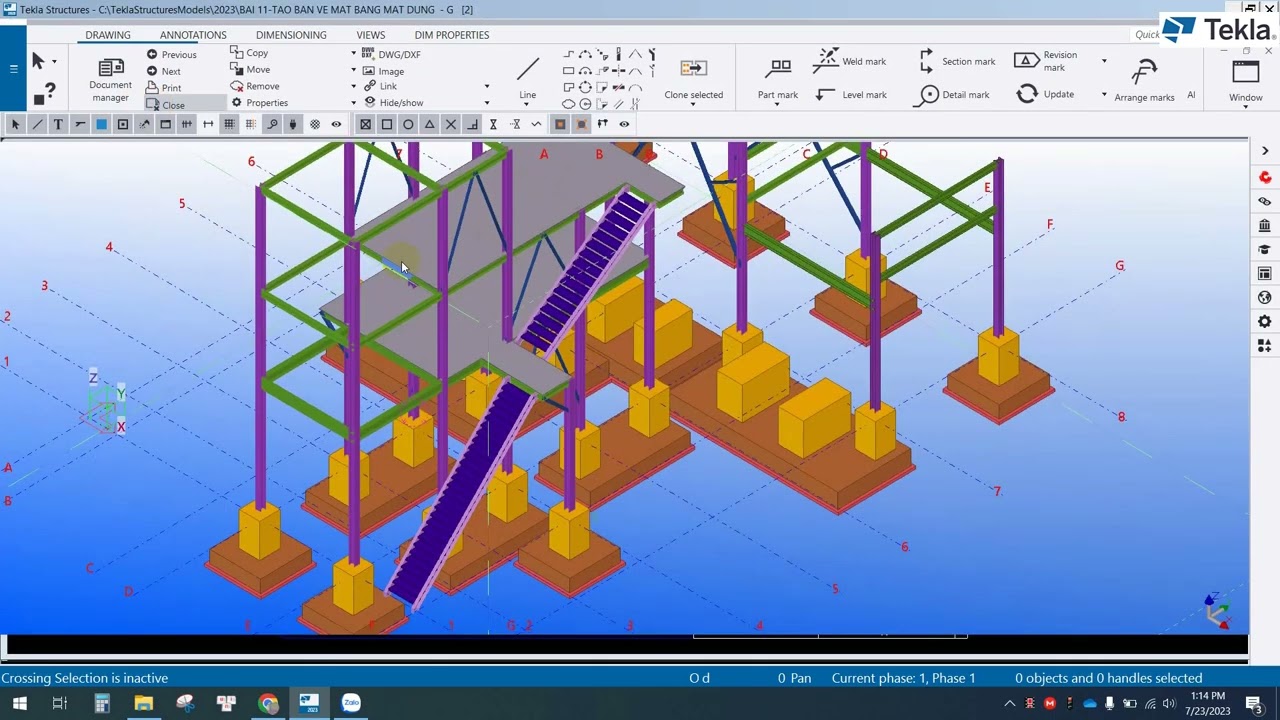 Tekla 2023 Include view outside the drawing frame