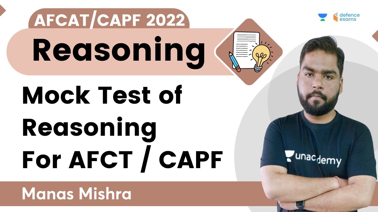 Mock Test On Reasoning For AFACT/CAPF 2022 | Reasoning | Target AFCAT 2022 | Manas Mishra