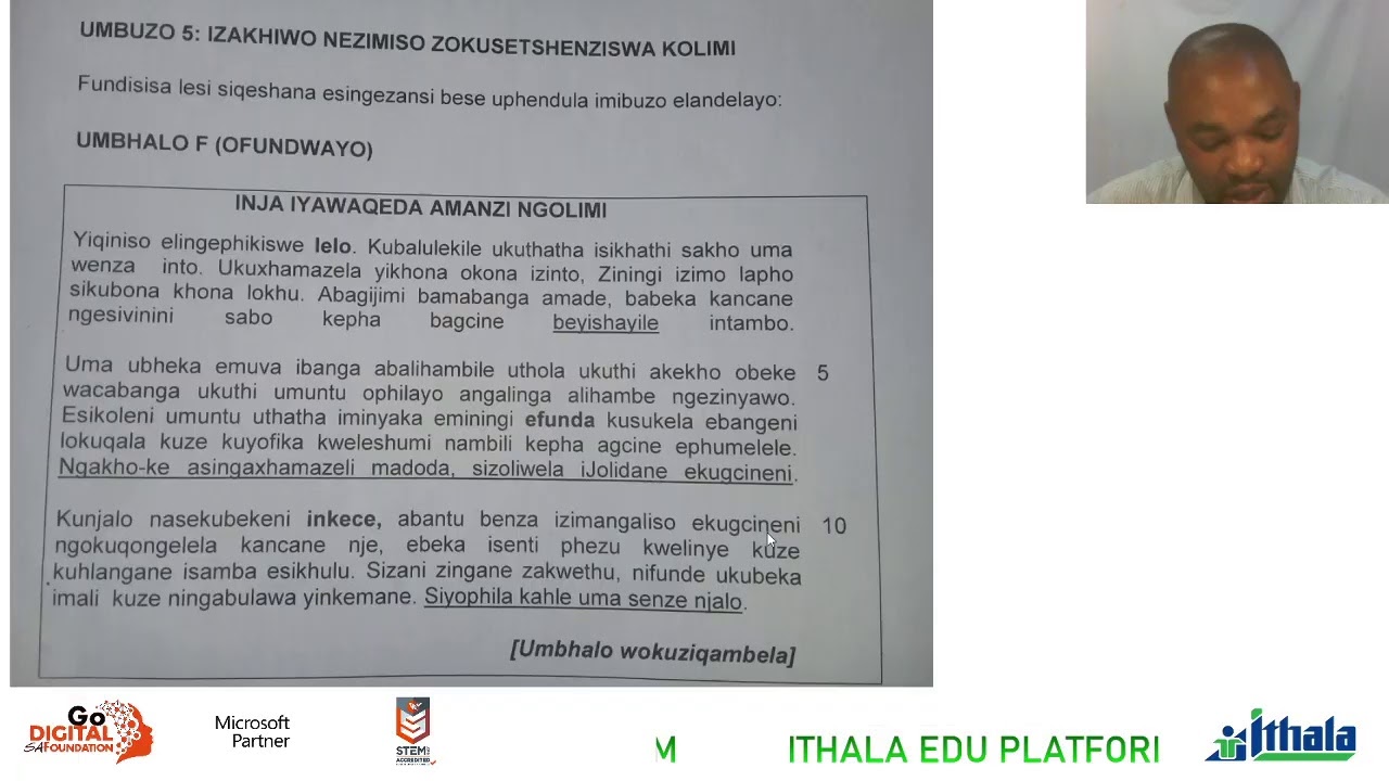 Ithala Edu Platform - Grade 12 IsiZulu HL - Ukusetshenziswa Kolimi Revision