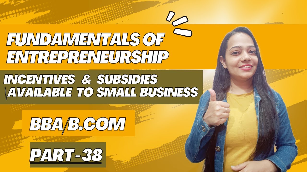 Incentives and Subsidies Available to Small Business | NEP | BBA/B.Com | Part - 38 #bbabcom