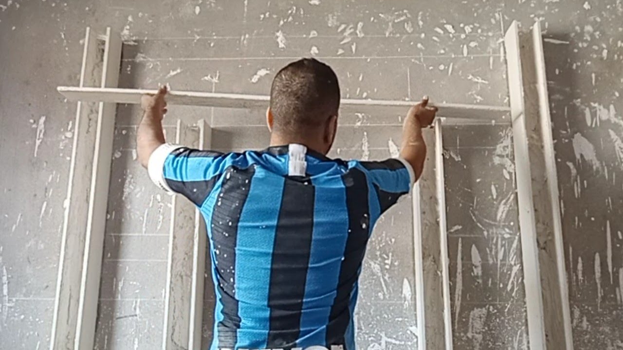 احداث تركيب الديكور مكتبه بالجبس من البدايه الى النهايه
