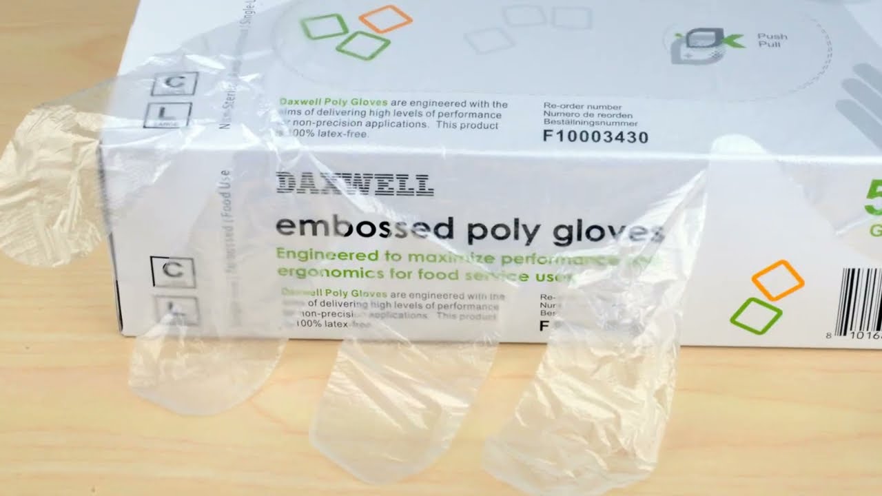 5,000 Large, Clear, Embossed Food Prep Poly Gloves by Daxwell