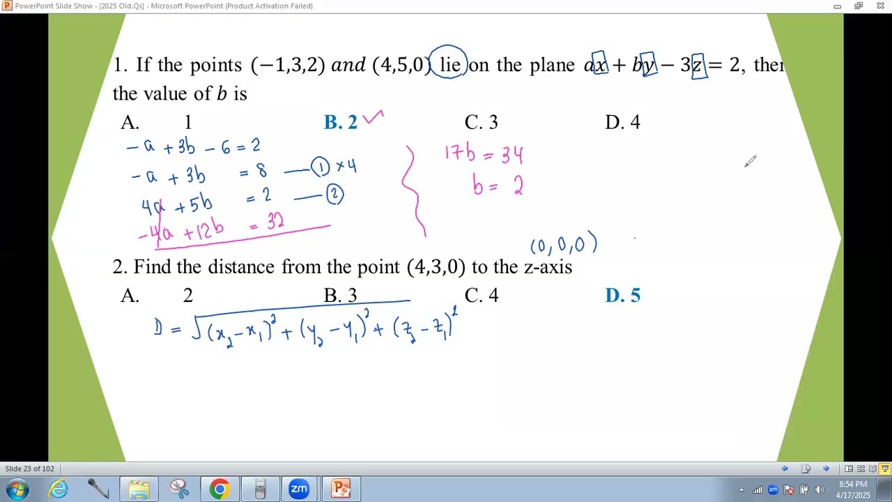 # Grade 12 Math (2025 Old Qs. - Ch 3 - Section A)