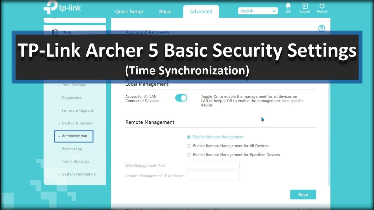 TP-Link Archer 5 Basic security settings (time synchronization from internet)