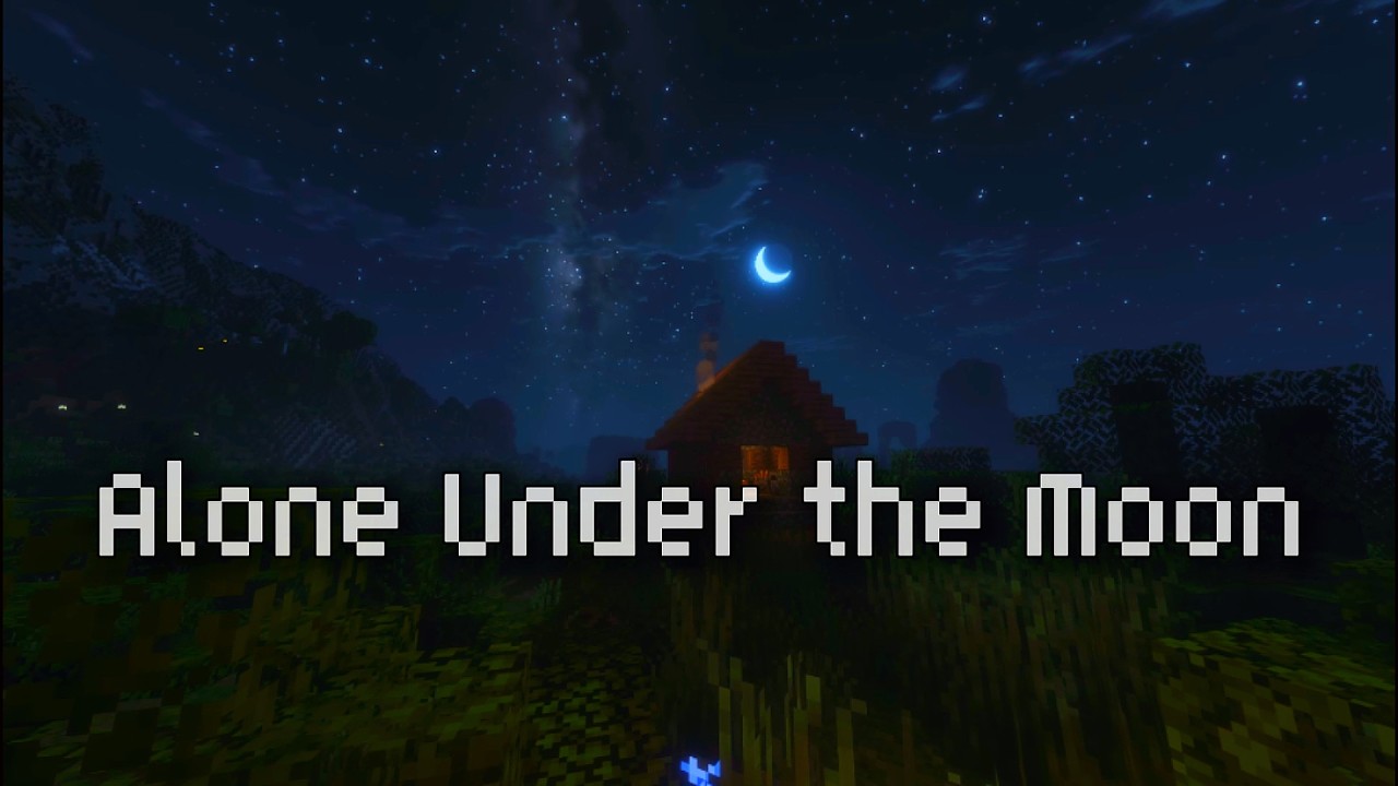 Alone Under the Moon🌛 | 8 hours Calm Minecraft Night Ambience with Music & Nature Sound